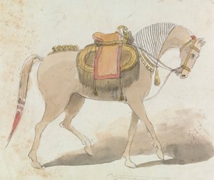 精巧に鞍をつけた馬 作： Gangaram Chintaman Tambat