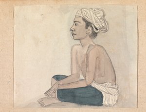 足に青い布を巻いた男 作： Gangaram Chintaman Tambat