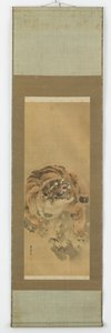 しゃがみうなる虎 江戸時代・19世紀初頭 作： Gantoku Aoki