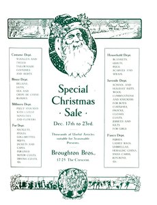 ブロートンブラザーズの広告-スペシャルクリスマスセール、1917 作： Garratt and Atkinson