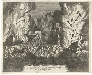 ローストフトの戦い、1665 1665 年 6 月 13 日のイングランドとオランダの継承者間の海戦 (オブジェクトのタイトル) 作： Gaspar Bouttats (attributed to)