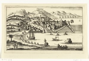 キオス島の眺め 地中海の港、都市、島々の地形図（連載タイトル） 作： Gaspar Bouttats
