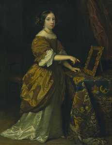 鏡の前に立つ少女、1668年。 作： Gaspar Netscher
