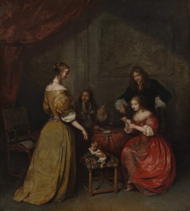 カードパーティー、カリフォルニア。 1665年。 作： Gaspar Netscher