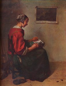 「レースメーカー」、1662 作： Gaspar Netscher