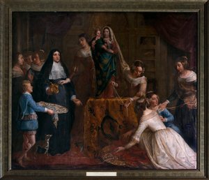 ハレの聖マルティン大聖堂に宝石を贈るスペインのイザベラ大公妃 作： Gaspar De Crayer