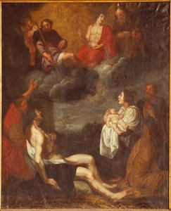 教区教会 (Sint-Pieterskerk)。 インテリア。 南通路。 祭壇。 ペインティング。 キリストの誕生。 属性 G・デ・クライヤーに。 17世紀。 （ペインティング）