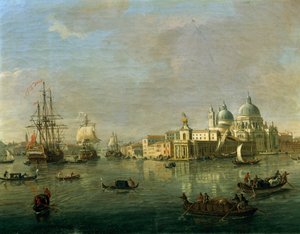 ジュデッカと税関のあるヴェネツィアの眺め ガスパル・ファン・ウィッテル（1652年または1653年～1736年）作 油彩・キャンバス 27x42cm 詳細 作： Gaspar van Wittel