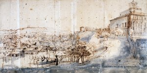 ローマのヴィラ・メディチ（鉛筆、水彩、紙 作： Gaspar van Wittel