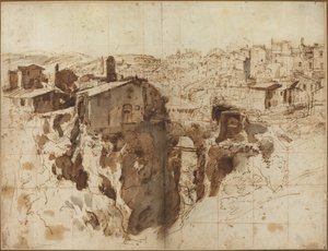 チボリの滝と町 作： Gaspar van Wittel