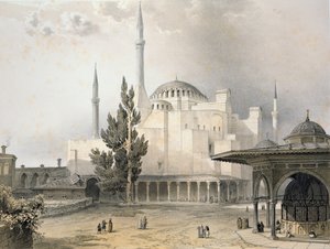 Louis Haghe（1806-85）によって刻まれたアヤソフィアの中庭（プレート15）、1852年公開 作： Gaspard Fossati