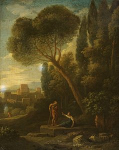 人物のいる古典的な風景 作： Gaspard Poussin Dughet
