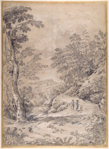 森と岩を縫うように走る山道 作： Gaspard Poussin Dughet