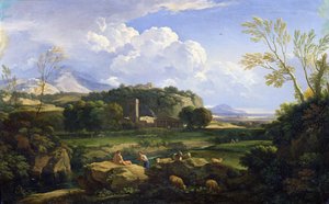 ローマのカンパーニャの眺め (キャンバスに油彩) 作： Gaspard Poussin Dughet