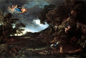 ディドとエネアスの連合体のある風景」1664-48年頃（油彩・キャンバス