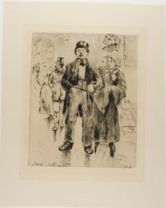 アソモワールの皿（立っているカップル、背景に他の人物） 作： Gaston La Touche