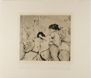 アソモワールの皿（野次馬と戦う2人の女性） 作： Gaston La Touche