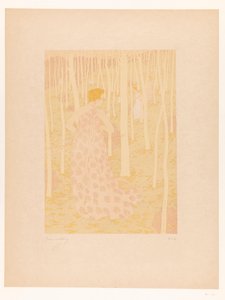 森で狩りをする女性 Chasseresses (原題) 作： Gaston de Latenay (signed by artist)