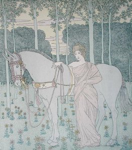 ナウシカ（『オデュッセイア』第6巻からの挿絵、ルコント・ド・リル訳）、1900年頃（カラーリトグラフ