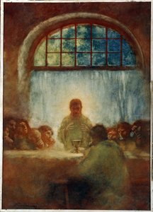 ラ・サパー（最後の晩餐）。 Gaston de La Touche (1854-1913) の絵画 作： Gaston de Latouche