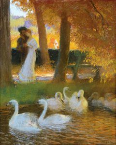 恋人と白鳥;秋の散歩。恋人と白鳥;秋の遊歩道、1896 作： Gaston de Latouche
