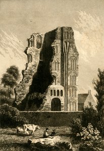 「カンタベリーの修道院の廃墟」、c1842。 作： Gaucherel