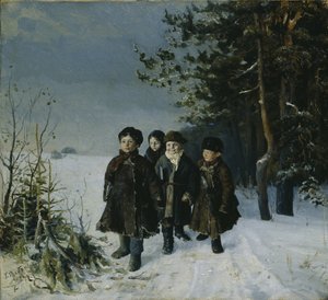 学校からの帰り、1884 作： Gavriil Fyodorovich Rybakov