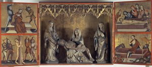 嘆きとキリストの受難を描いた祭壇画（聖エリザベスチューリンギアの祭壇）c.1410（パネル上のテンペラと石灰岩） 作： Gdansk School