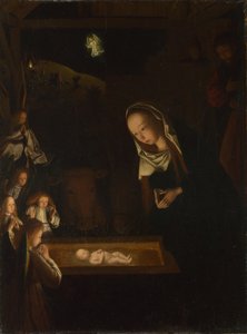 夜のキリスト降誕、1490年頃（オークの油）