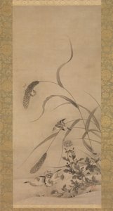 キビとスズメ、16 世紀半ば。 作： Geiai