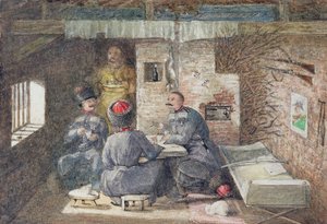 ロシアのコサック小屋の内部、カーチの西12マイル、1855年 作： General E.W. Wray