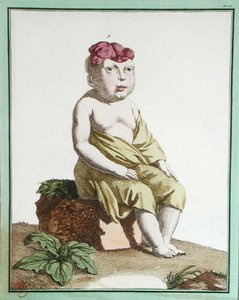 半分の頭を持つ子供（「自然の悦び」より）、パリ 作： Genevieve Regnault de Nangis
