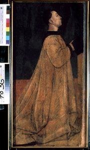 「中世イタリアの裕福な家族の一員である貴族の肖像」（貴族の肖像）ジェンティーレ・ベッリーニ作（1429-1507年頃）西洋東洋美術館、キエフ 作： Gentile Bellini