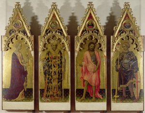 Quaratesi Polyptychからの4人の聖人：メアリーマグダレン、聖ニコラス、聖ヨハネおよび洗礼者ヨハネ、1425（パネル上のテンペラ）（詳細は85683および85684を参照）
