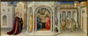 神殿でのプレゼンテーション 木画 ジェンティーレ・ダ・ファブリアーノ（1370-1427）作 1423年 日0.26×0.66メートル 作： Gentile da Fabriano