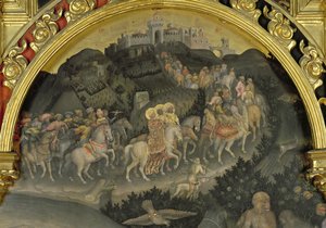 エルサレムへの旅のマギの詳細の礼拝、29414のパネルの詳細に1423テンペラ 作： Gentile da Fabriano