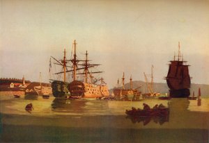 「HMS リベンジとフレンチ プライズ ハルク」、1850 年頃。 1930年 作： Geoffrey Sneyd Garnier