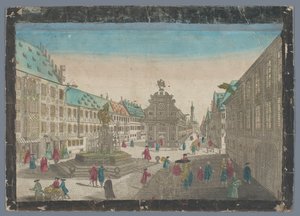Gezicht op de wijnmarkt te Augsburg ザルツ シュターデルを S. ウルリッヒに向かい、アウグスプルグに向かうワイン市場の展望 (オブジェクトのタイトル)