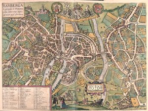 ドイツのバンベルゲン - ゲオルク・ブラウン著『Civitates Orbis Terrarum』（ケルン、1617年）所収 作： Georg Braun