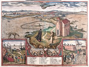 スペインのカディス - ゲオルク・ブラウン作『Civitates Orbis Terrarum』所収、ケルン、1617年 作： ジョージ・ブラウン