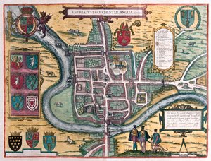 チェスター - イギリス、ゲオルク・ブラウン著『Civitates Orbis Terrarum』所収、ケルン、1617年 作： Georg Braun