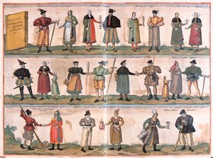 男女の衣装 - ゲオルク・ブラウン作『Civitates Orbis Terrarum』（ケルン、1617年）より 作： Georg Braun