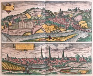 ドイツのエッセンとヴェルデン-ゲオルク・ブラウン著『Civitates Orbis Terrarum』（ケルン、1617年）所収 作： Georg Braun