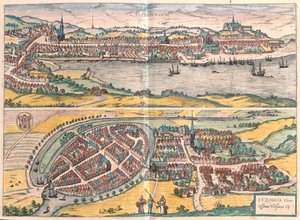 ゲオルク・ブラウン作「Civitates Orbis Terrarum」（1617年ケルン）所収のフレンスブルク（ドイツ、イッツェーホー）。 作： Georg Braun