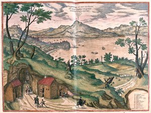ナポリ湾とヴェスヴィオ-ゲオルク・ブラウン作「Civitates Orbis Terrarum」ケルン1617年所収 作： Georg Braun