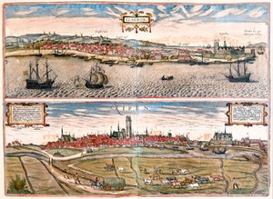 デンマークのヘルシンゴール（ハムレット）-ゲオルク・ブラウン作「Civitates Orbis Terrarum」ケルン1617年所収