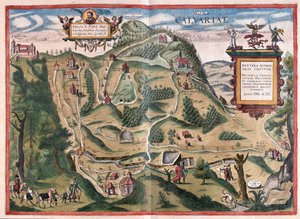 ポーランドのカルワリャ・ゼブジドフカ（クラクフの南東） - ゲオルク・ブラウン著「Civitates Orbis Terrarum」ケルン1617年所収 作： Georg Braun