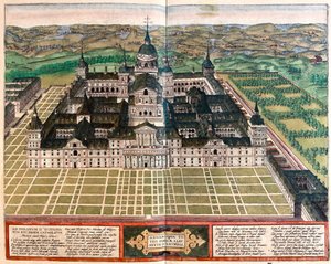 スペインの修道院（フィリップ2世の宮殿）-ゲオルク・ブラウン作「Civitates Orbis Terrarum」ケルン1617年所収 作： Georg Braun