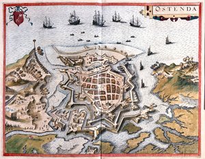 ベルギーのオステンド-ゲオルク・ブラウン作「Civitates Orbis Terrarum」所収、ケルン、1617年