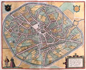 ゲオルク・ブラウン著『Civitates Orbis Terrarum』（ケルン、1617年）に描かれたベルギーのティエネン。 作： Georg Braun
